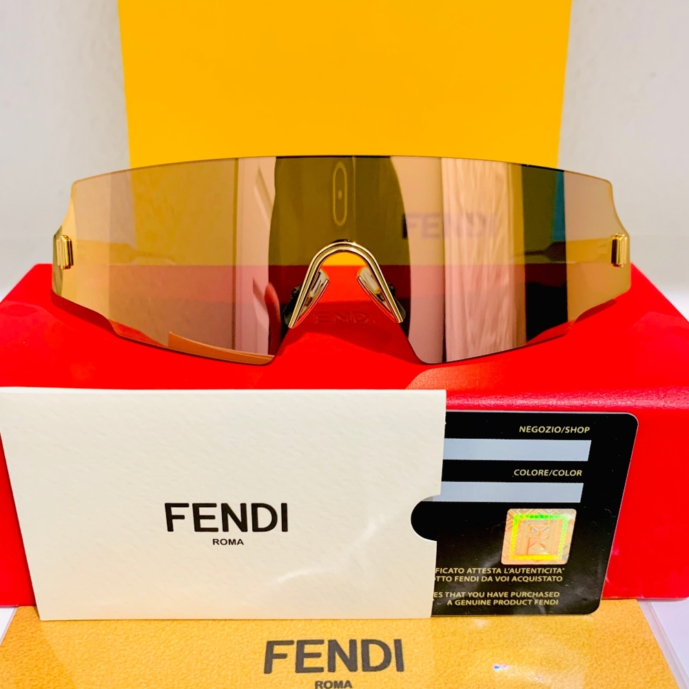 Fendi Rose Gold Shield Sunglasses